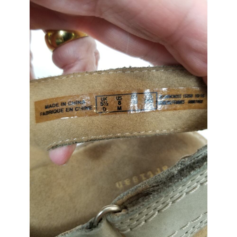 Clarks Artisan Aisley Tulip Cork Wedge Heel Leather Slingback Sandals Tan Size 8 - Picture 8 of 8